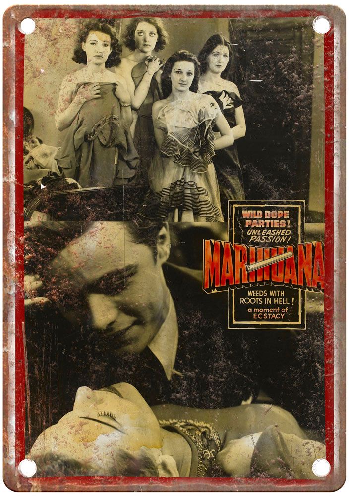 Marihuana Vintage Movie Poster Old Retro Look Metal Sign