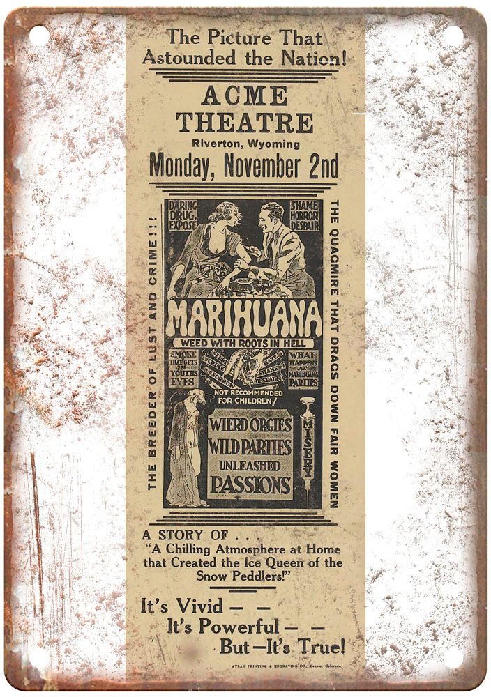 Marihuana Vintage Movie Poster Old Retro Look Metal Sign