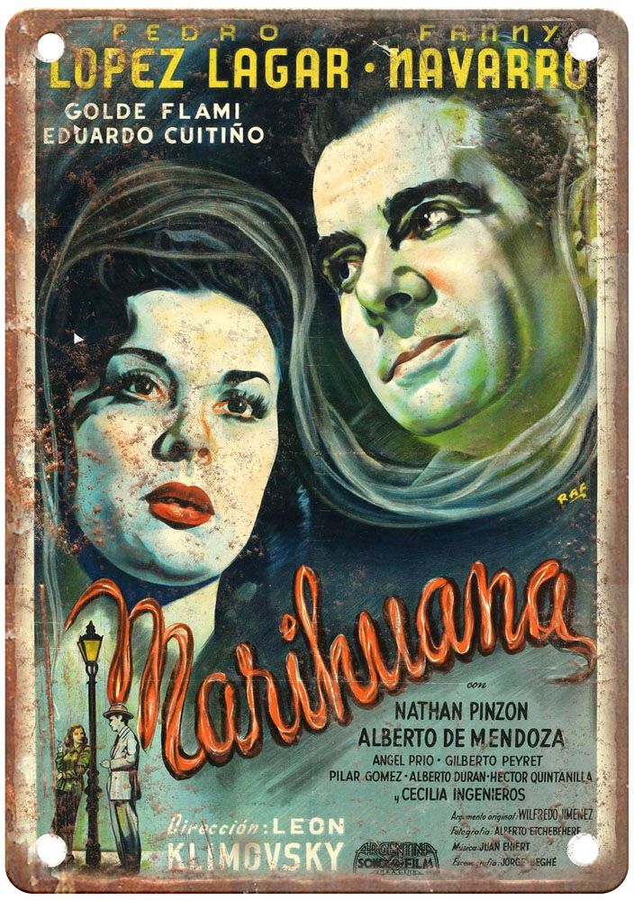 Marihuana Story 1950 Vintage Movie Poster Old Retro Look Metal Sign