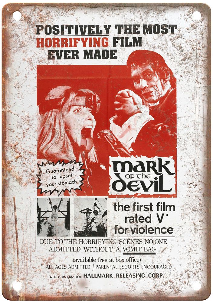 Mark Of Devil Vintage Movie Poster Old Retro Look Metal Sign