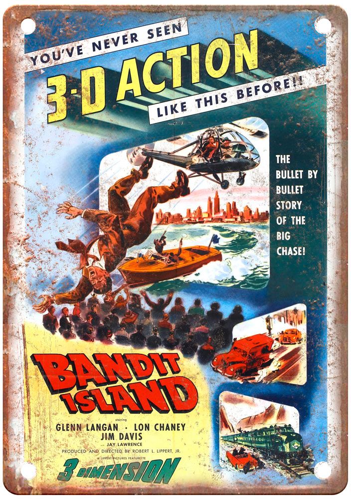 Bandit Island Vintage Movie Poster Old Retro Look Metal Sign