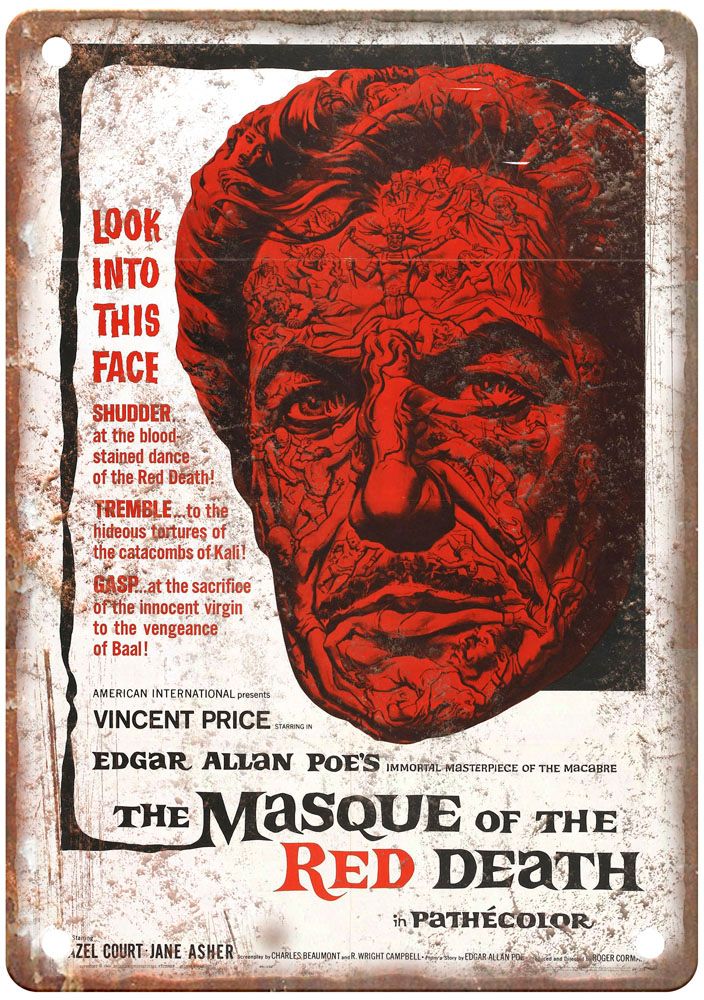 Masque Of Red Death Vintage Movie Poster Old Retro Look Metal Sign