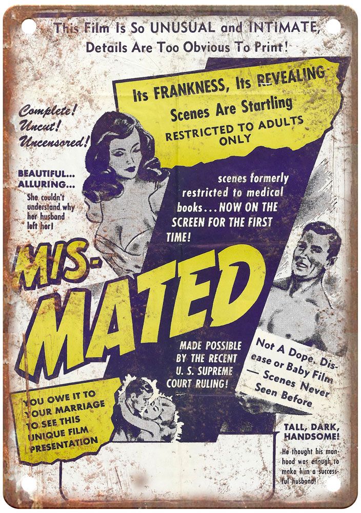 Mated Vintage Movie Poster Old Retro Look Metal Sign