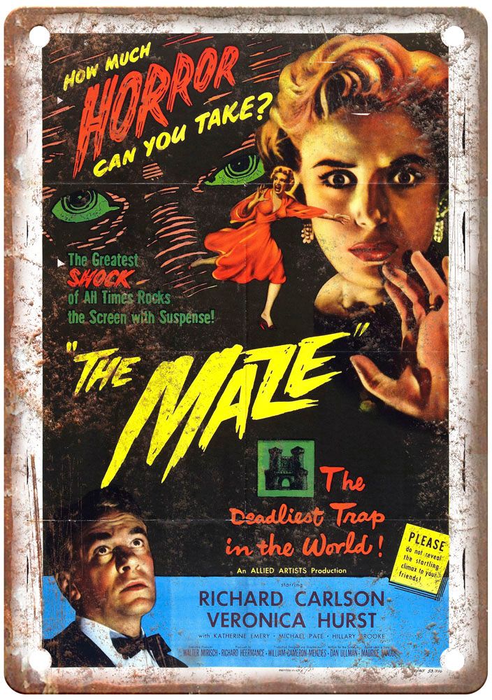 Maze 1953 Vintage Movie Poster Old Retro Look Metal Sign