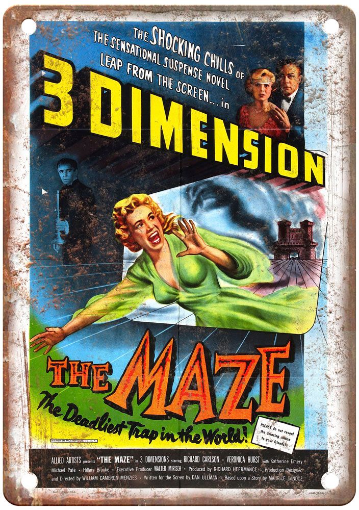 Maze 1953 Vintage Movie Poster Old Retro Look Metal Sign