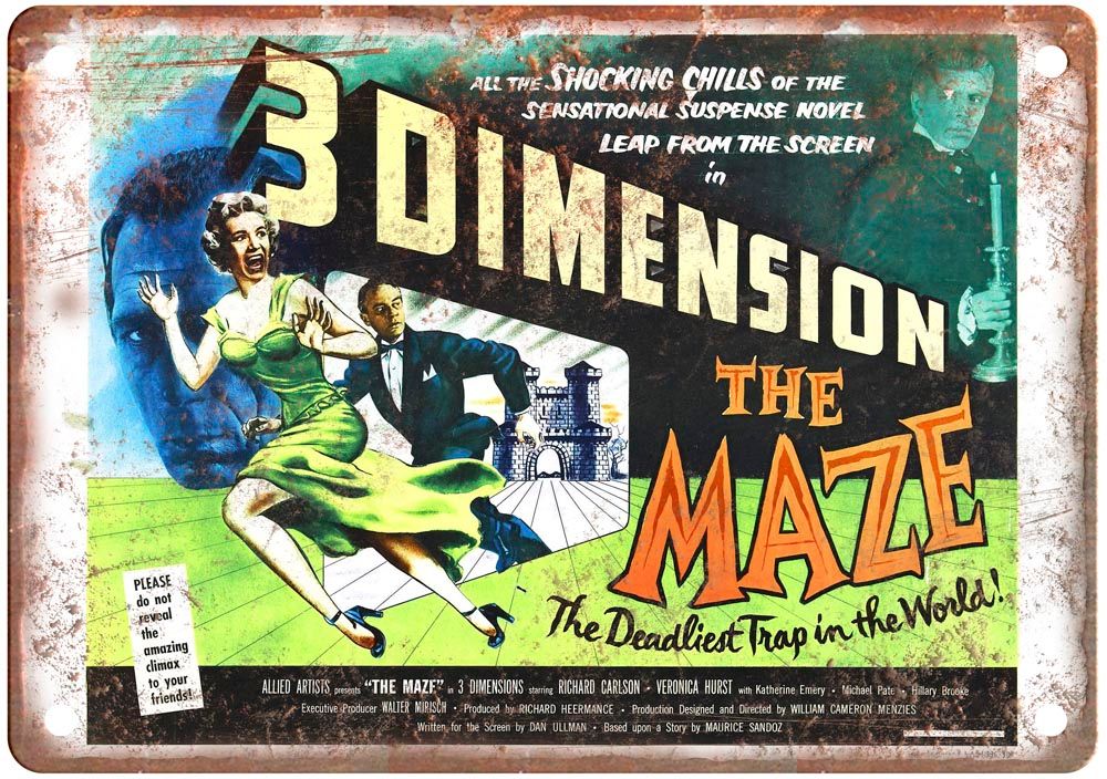 Maze 1953 Vintage Movie Poster Old Retro Look Metal Sign