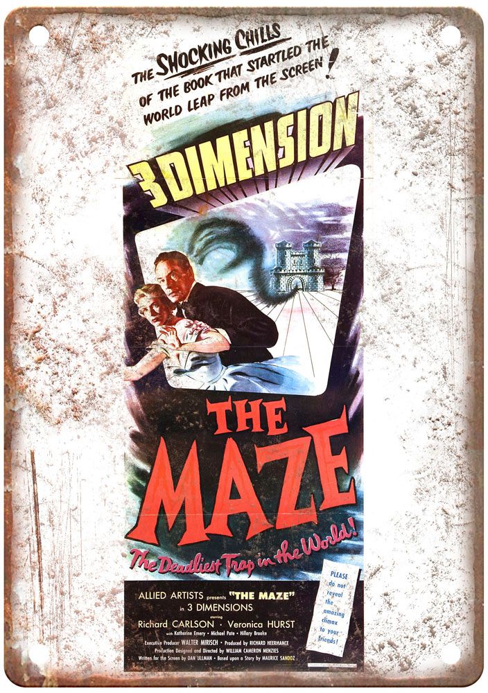 Maze 1953 Vintage Movie Poster Old Retro Look Metal Sign