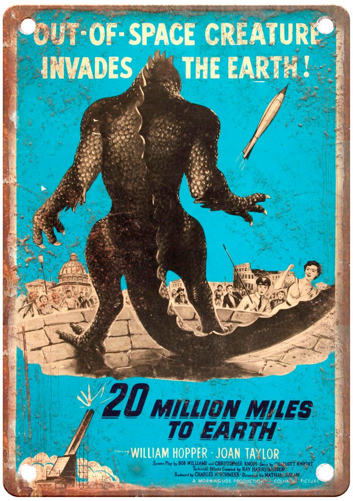 20 Million Miles To Earth Vintage Movie Poster Old Retro Look Metal Sign