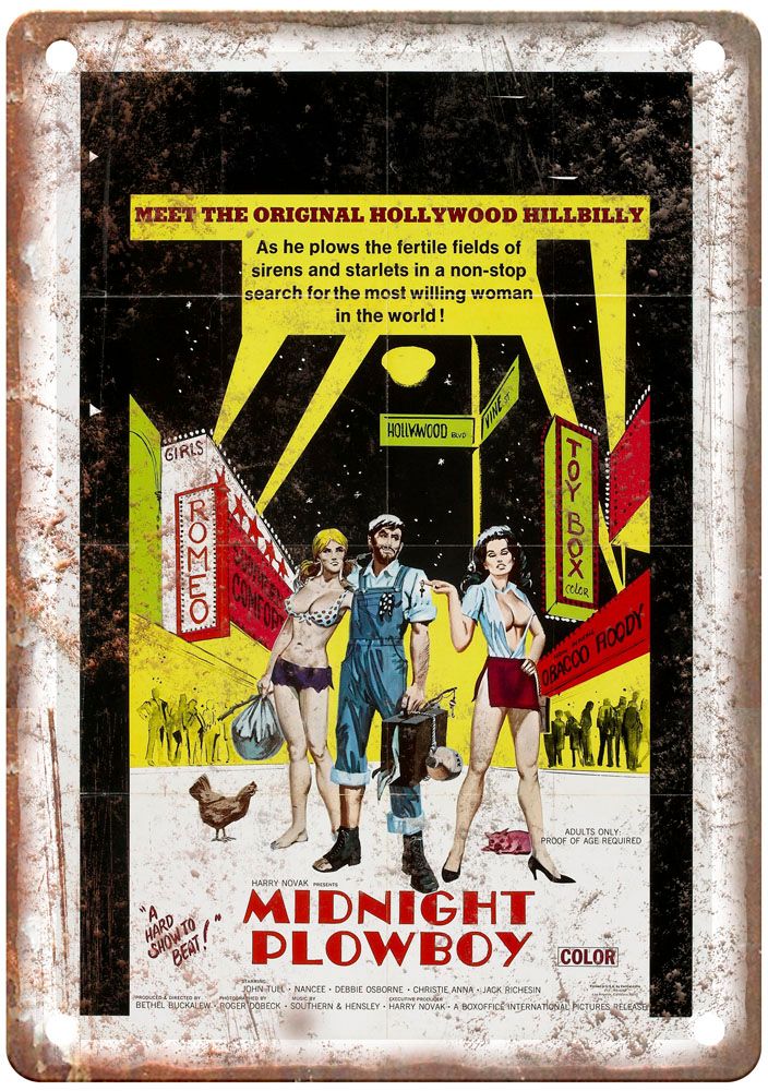 Midnight Plowboy Vintage Movie Poster Old Retro Look Metal Sign