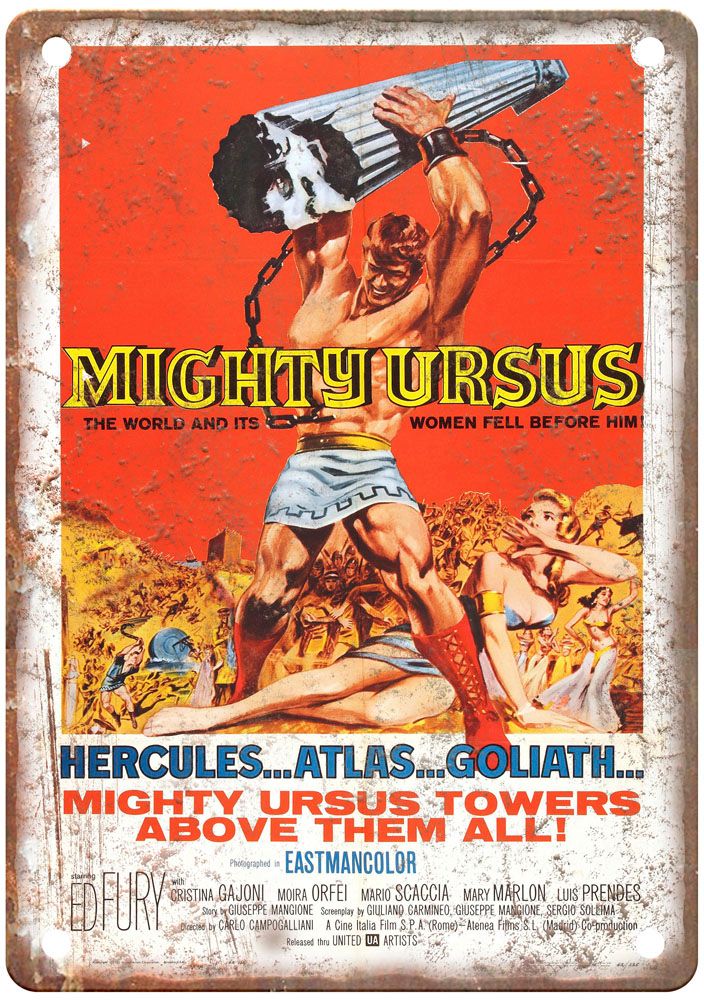 Mighty Ursus Vintage Movie Poster Old Retro Look Metal Sign