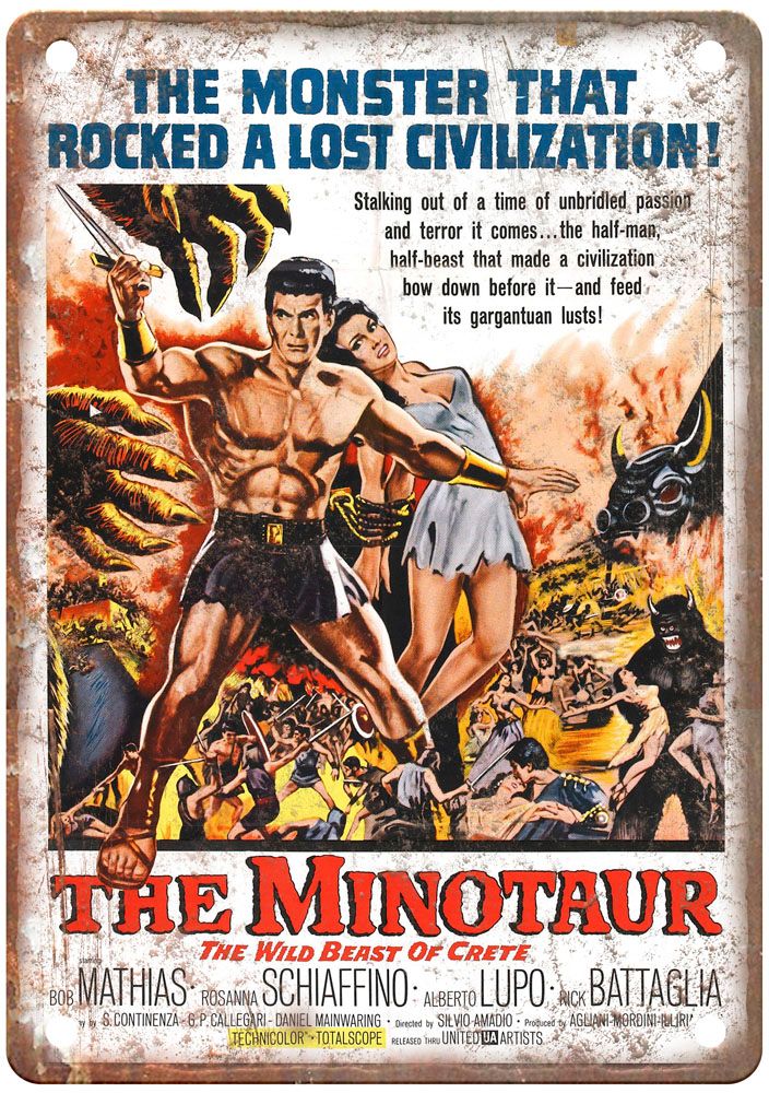 Minotaur 1960 Vintage Movie Poster Old Retro Look Metal Sign