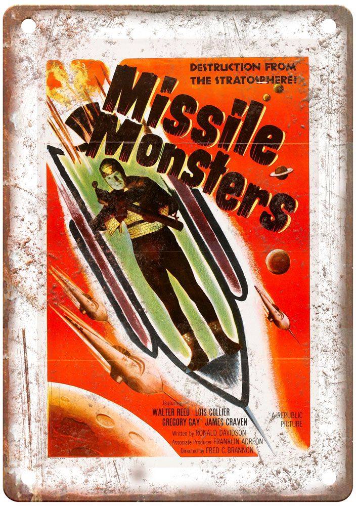 Missile Monsters Vintage Movie Poster Old Retro Look Metal Sign