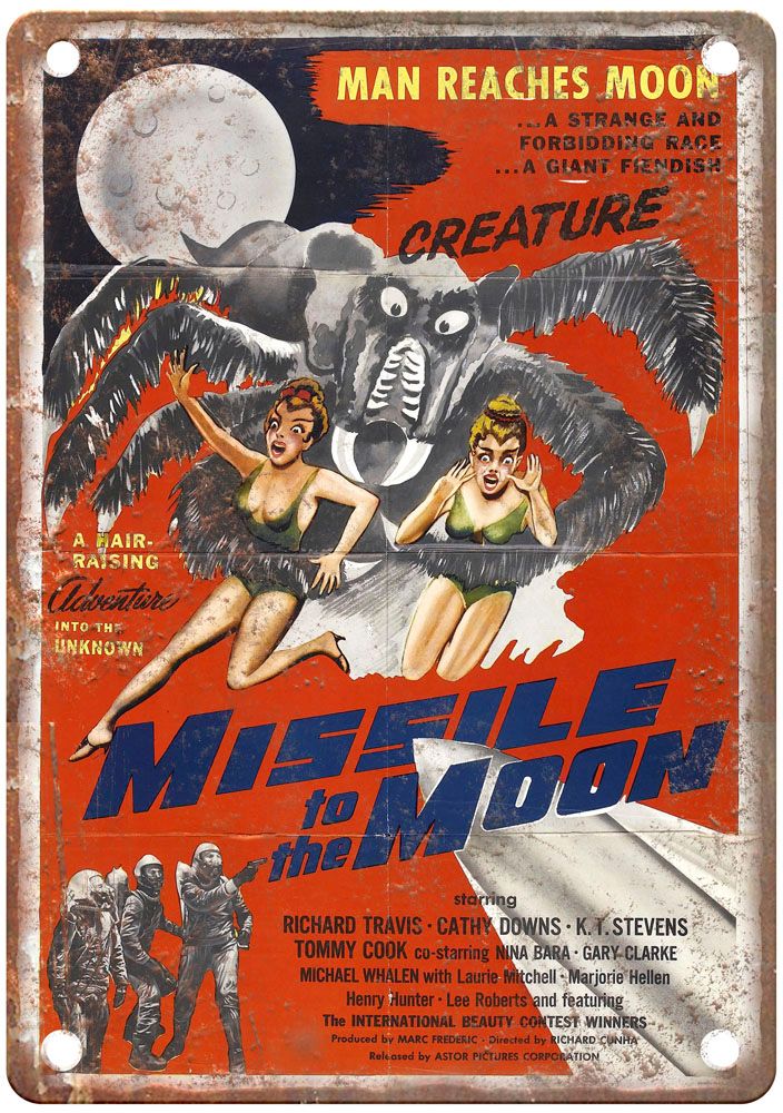 Missile To Moon Vintage Movie Poster Old Retro Look Metal Sign