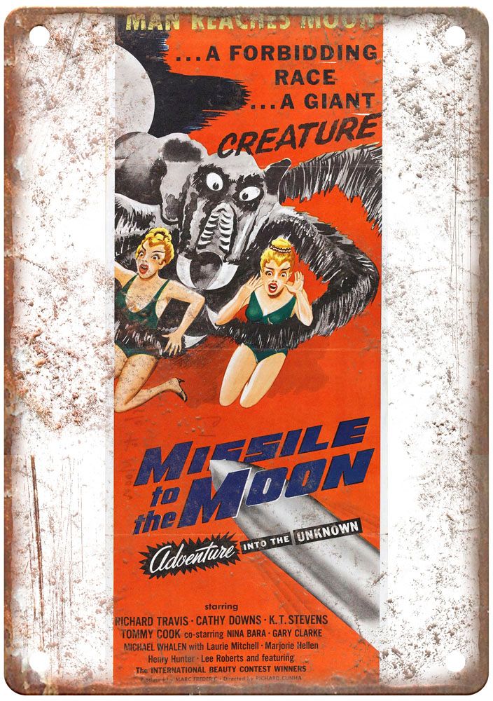 Missile To Moon Vintage Movie Poster Old Retro Look Metal Sign