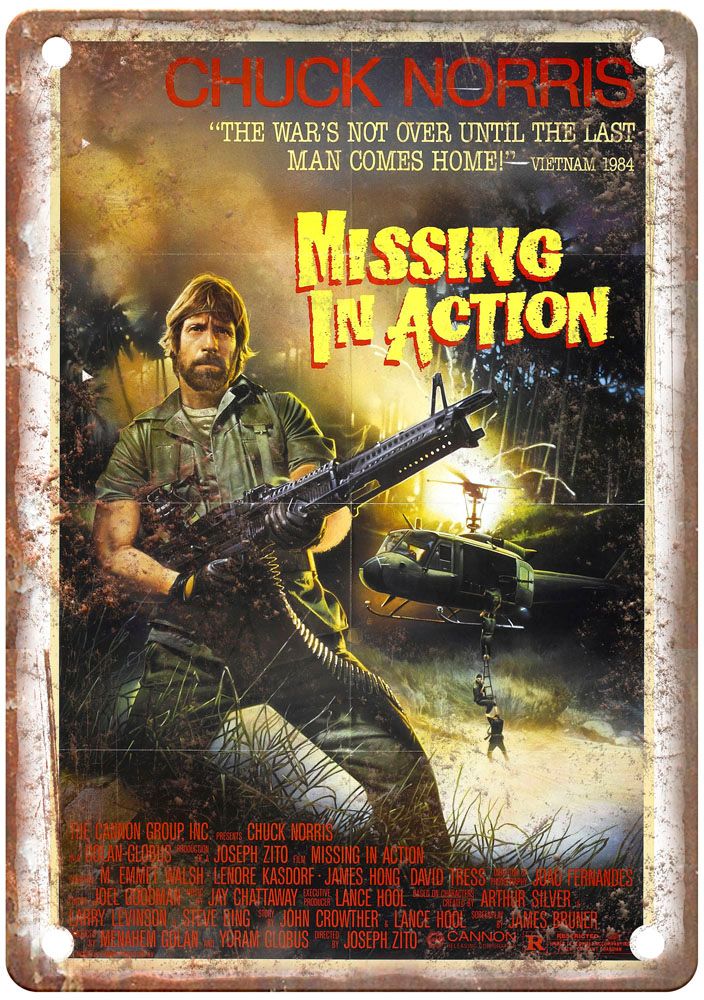 Missing In Action 1 Vintage Movie Poster Old Retro Look Metal Sign