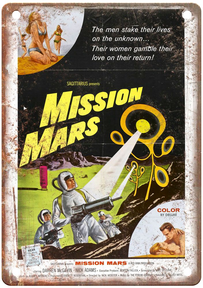 Mission Mars Vintage Movie Poster Old Retro Look Metal Sign