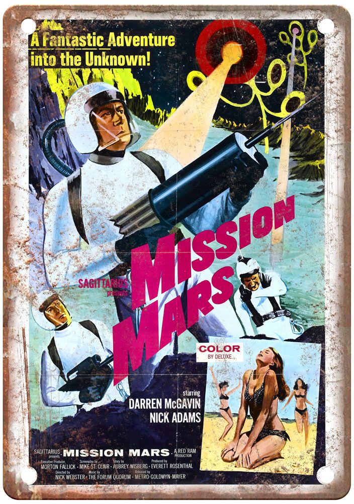 Mission Mars Vintage Movie Poster Old Retro Look Metal Sign