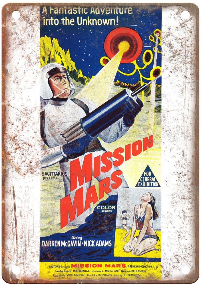 Mission Mars Vintage Movie Poster Old Retro Look Metal Sign