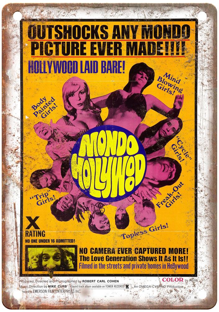 Mondo Hollywood Vintage Movie Poster Old Retro Look Metal Sign