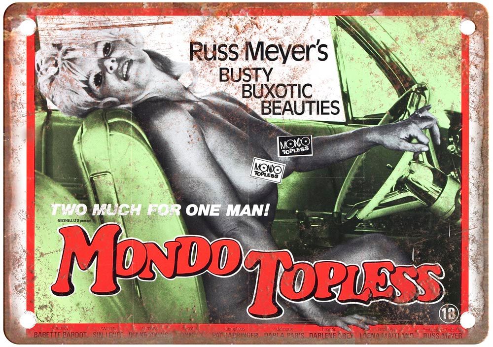 Mondo Topless Vintage Movie Poster Old Retro Look Metal Sign