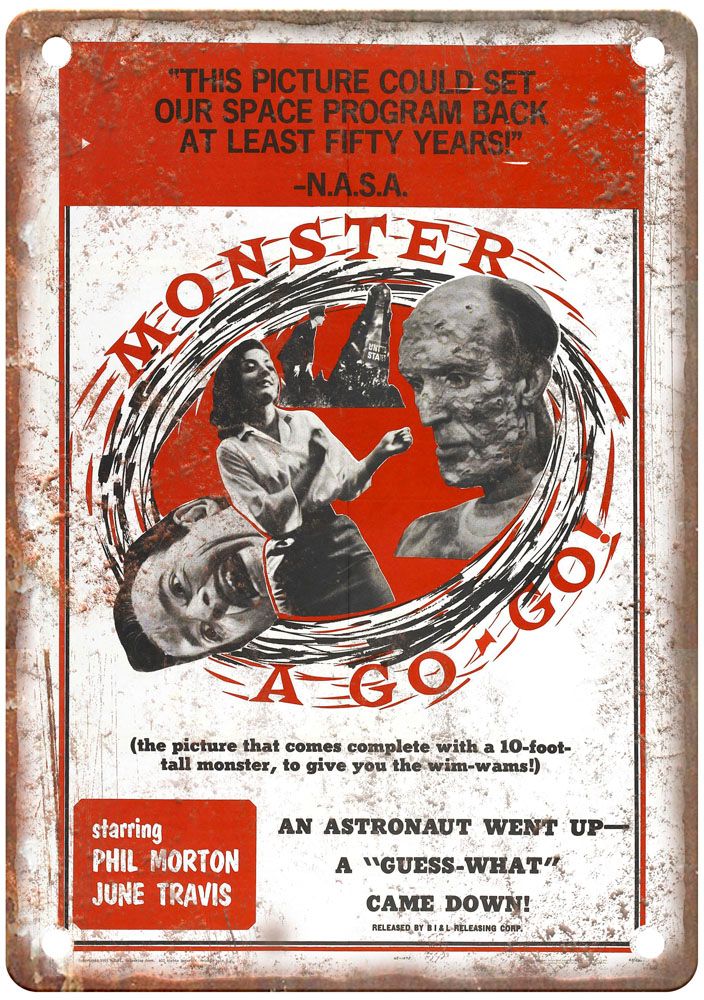 Monster A Go Go Vintage Movie Poster Old Retro Look Metal Sign