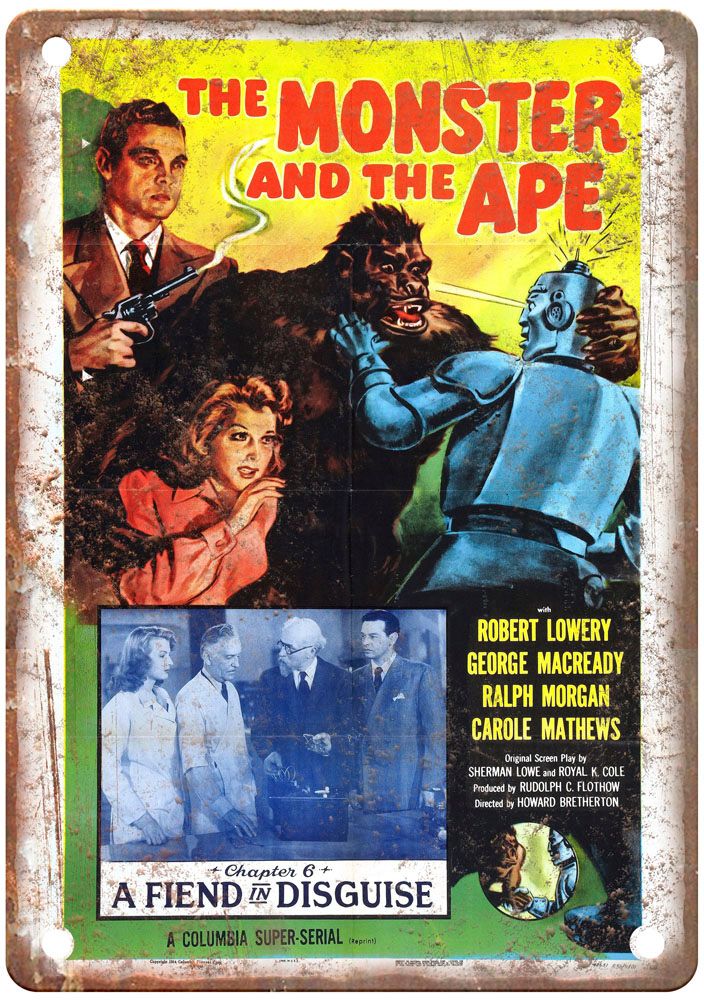 Monster And Ape Vintage Movie Poster Old Retro Look Metal Sign