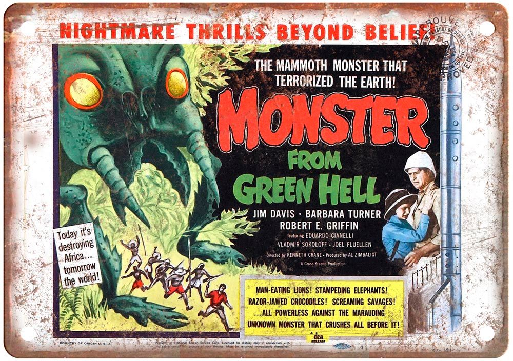 Monster From Green Hell Vintage Movie Poster Old Retro Look Metal Sign