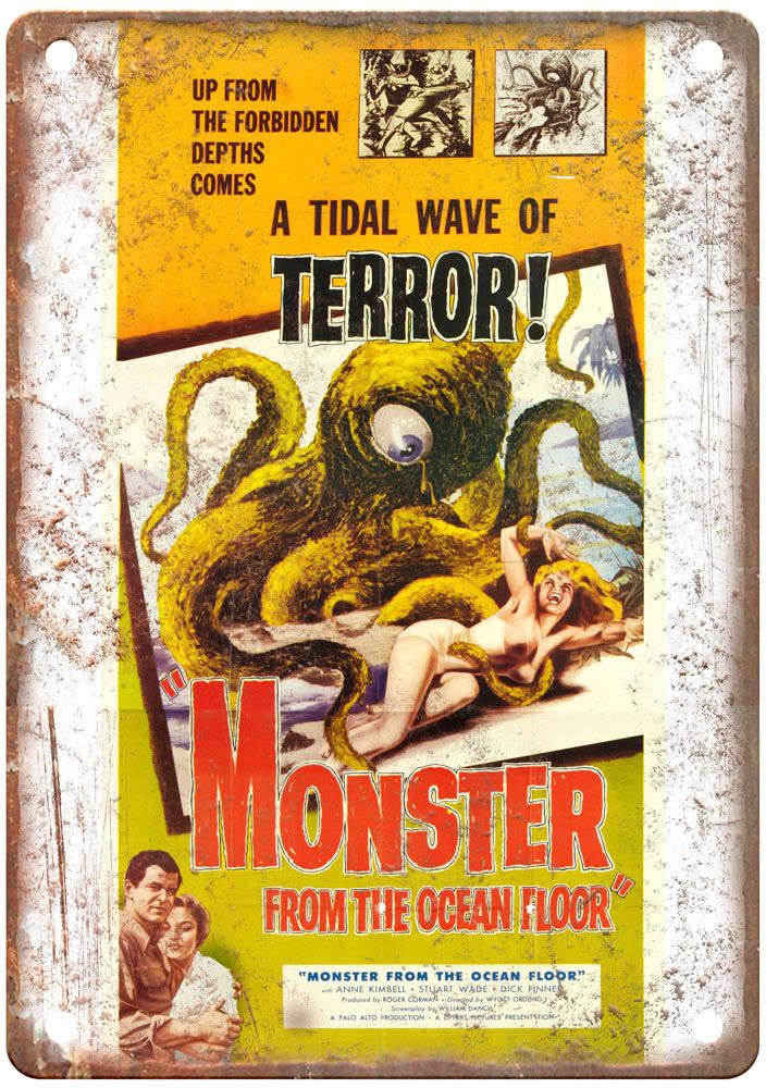 Monster From Ocean Floor Vintage Movie Poster Old Retro Look Metal Sign