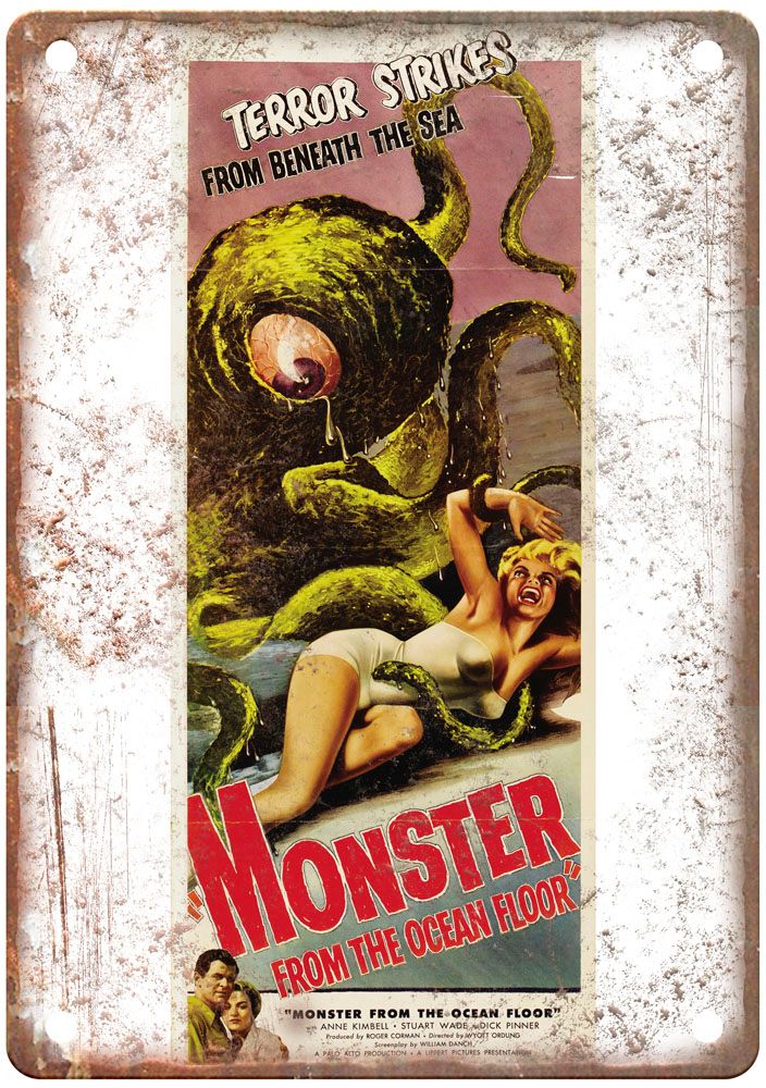 Monster From Ocean Floor Vintage Movie Poster Old Retro Look Metal Sign