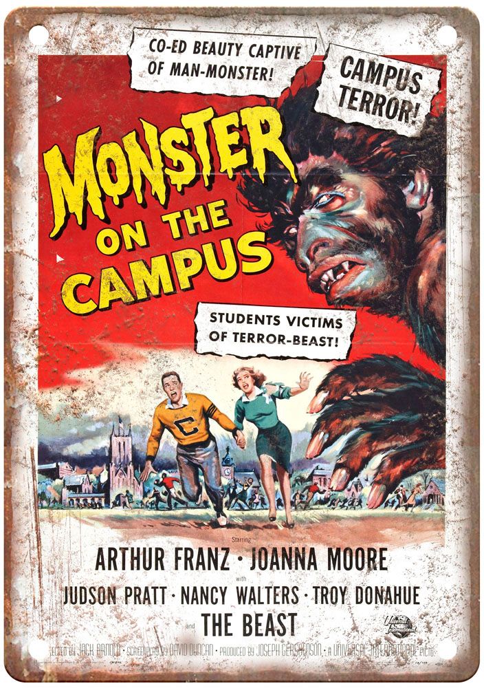 Monster On Campus Vintage Movie Poster Old Retro Look Metal Sign