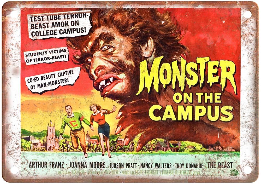 Monster On Campus Vintage Movie Poster Old Retro Look Metal Sign