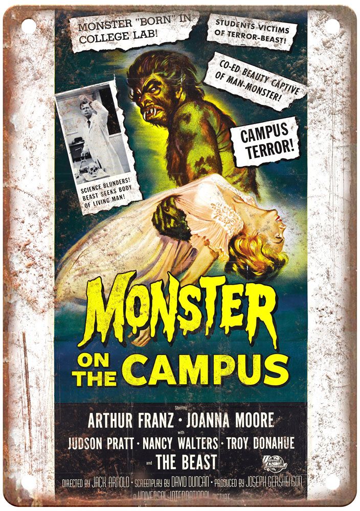 Monster On Campus Vintage Movie Poster Old Retro Look Metal Sign