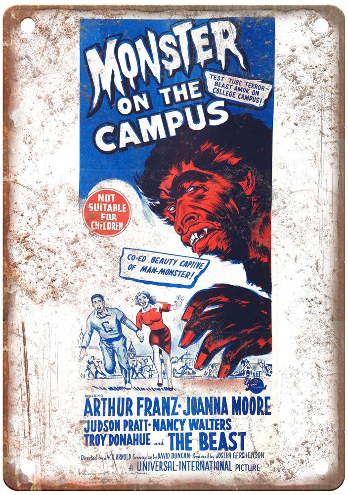 Monster On Campus Vintage Movie Poster Old Retro Look Metal Sign