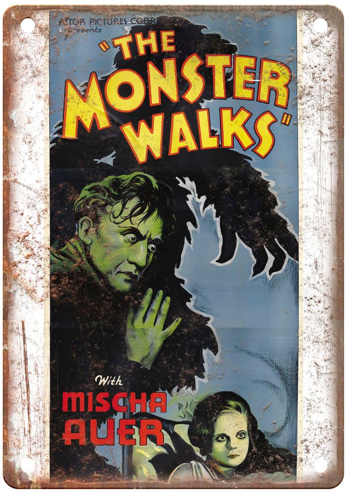 Monster Walks 1932 Vintage Movie Poster Old Retro Look Metal Sign