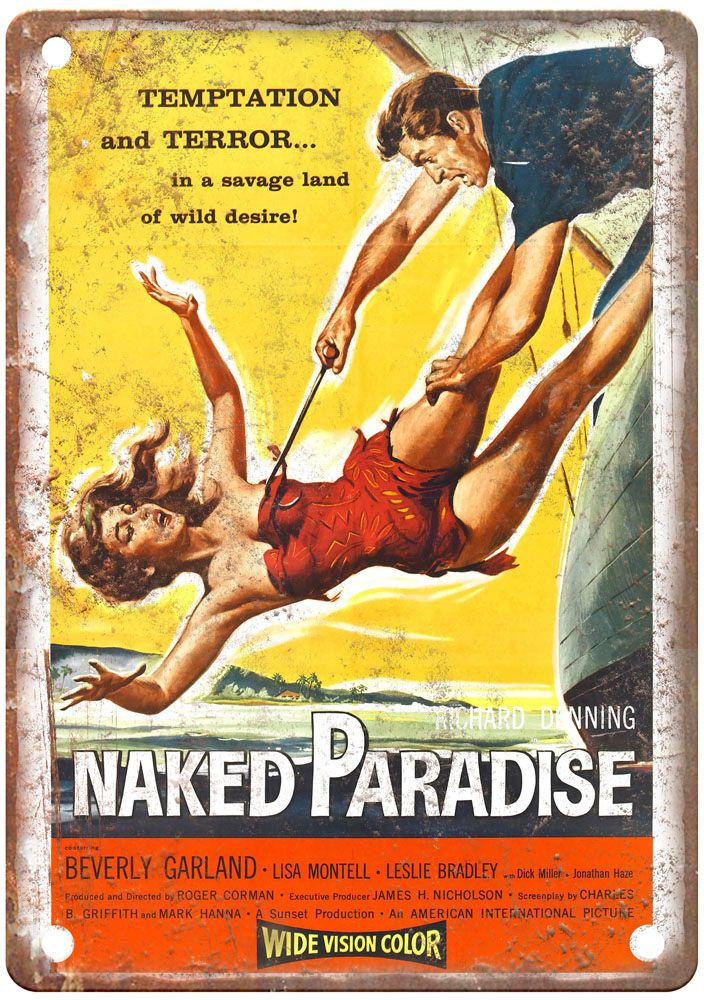 Naked Paradise Vintage Movie Poster Old Retro Look Metal Sign