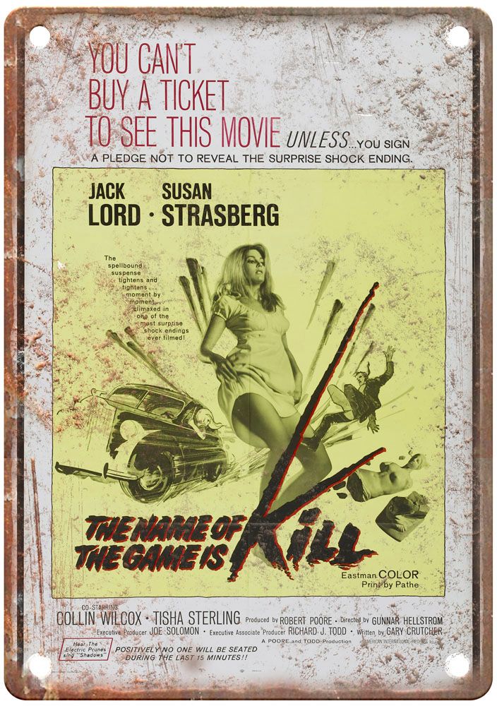 Name Of Game Is Kill Vintage Movie Poster Old Retro Look Metal Sign