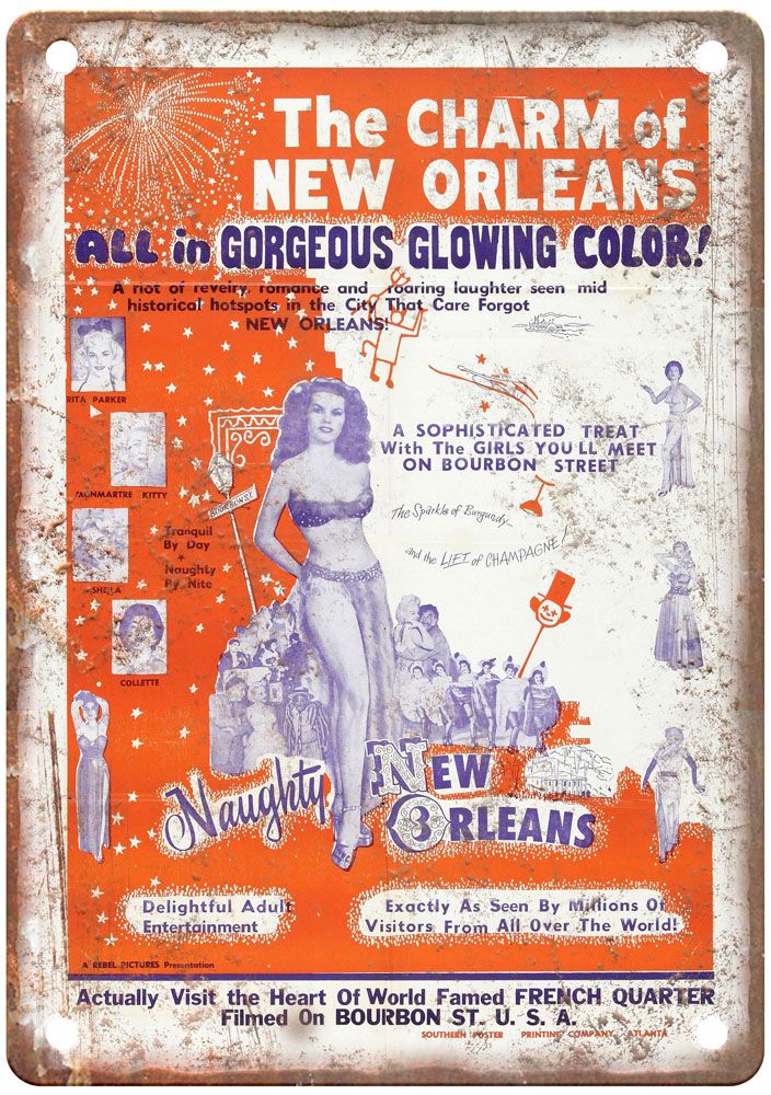 Naughty New Orleans Vintage Movie Poster Old Retro Look Metal Sign