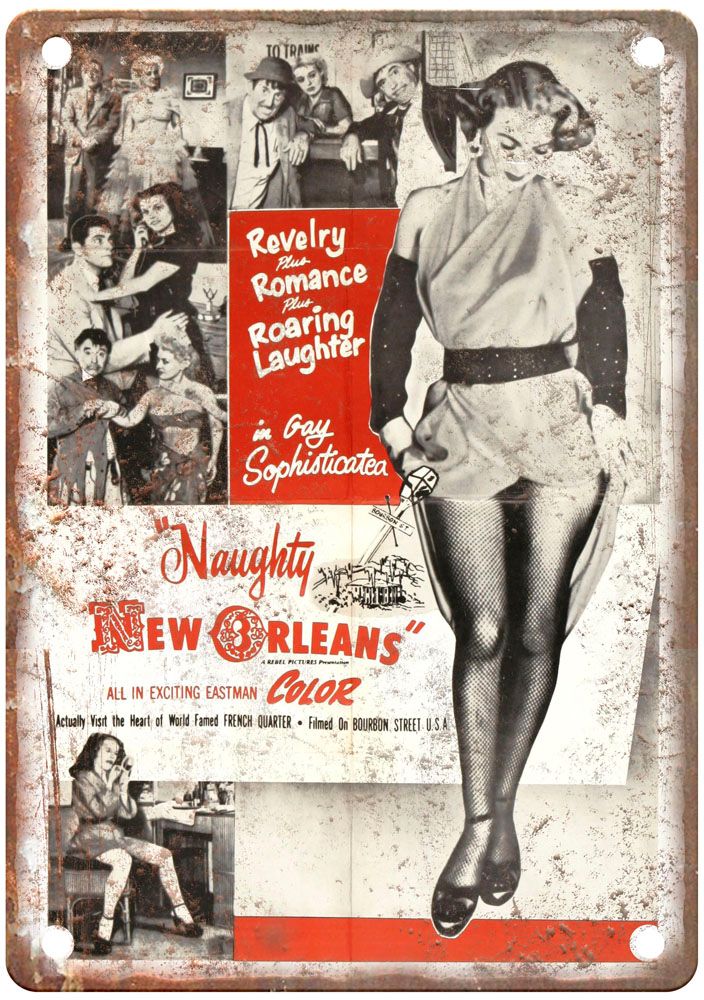 Naughty New Orleans Vintage Movie Poster Old Retro Look Metal Sign