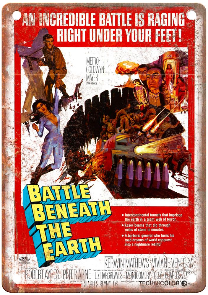 Battle Beneath Earth Vintage Movie Poster Old Retro Look Metal Sign