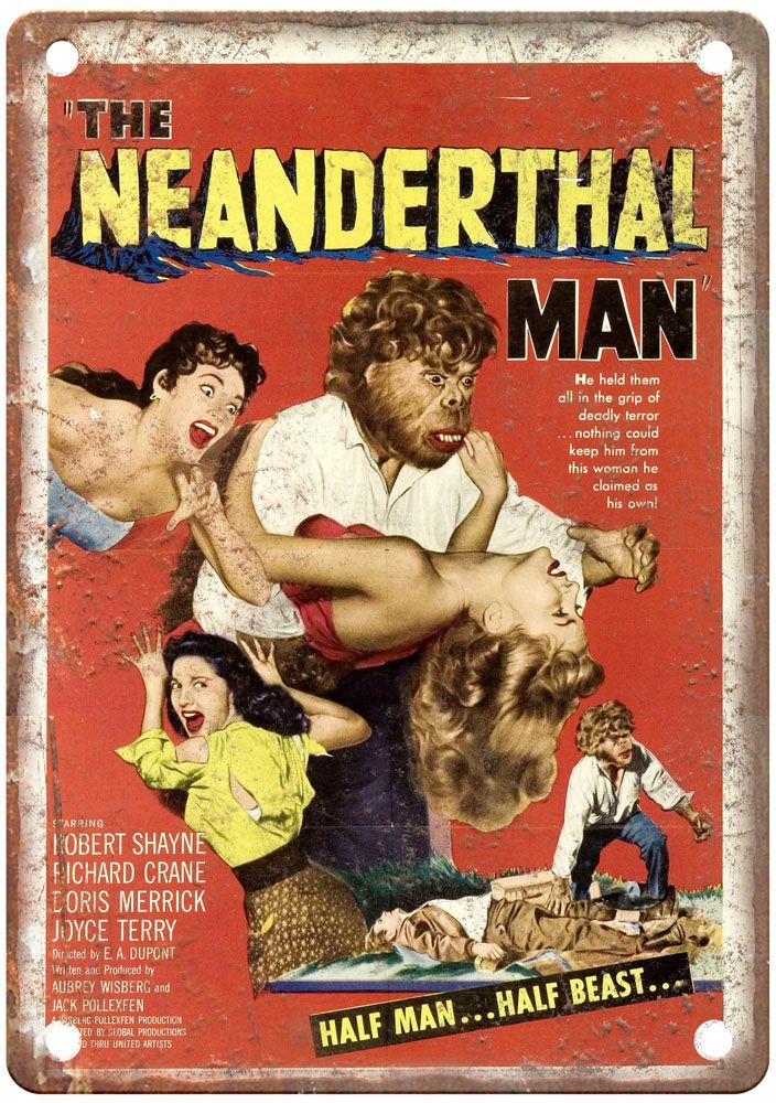 Neanderthal Man Vintage Movie Poster Old Retro Look Metal Sign