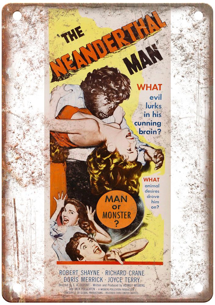 Neanderthal Man Vintage Movie Poster Old Retro Look Metal Sign