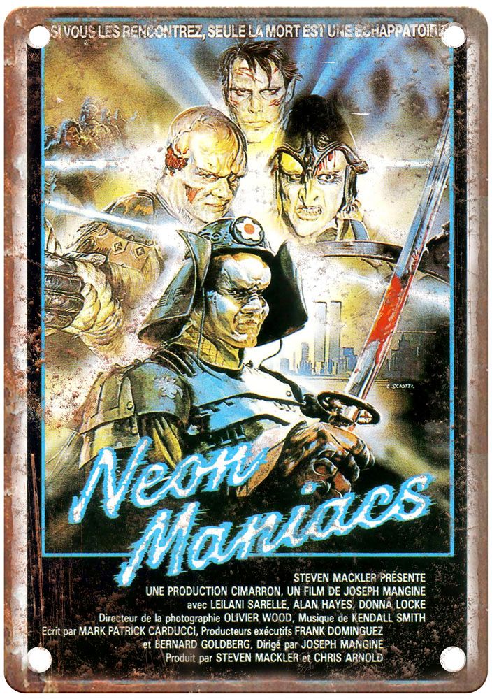 Neon Maniacs Vintage Movie Poster Old Retro Look Metal Sign