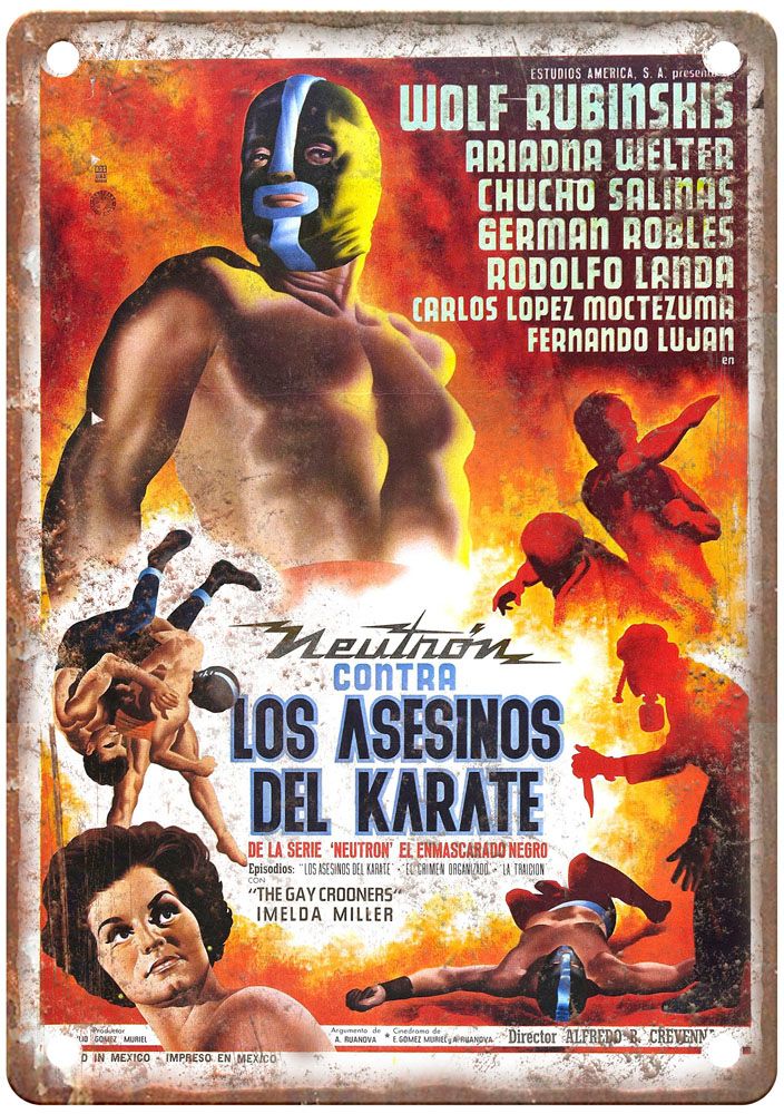 Neutron Vs Karate Assassins Vintage Movie Poster Old Retro Look Metal Sign