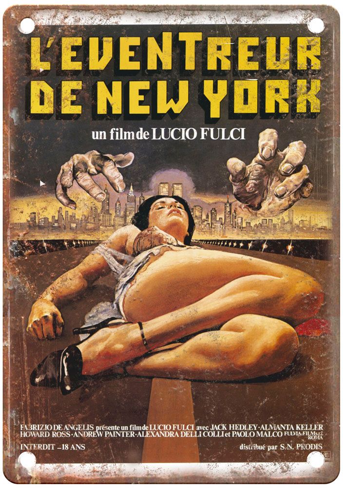 New York Ripper Vintage Movie Poster Old Retro Look Metal Sign