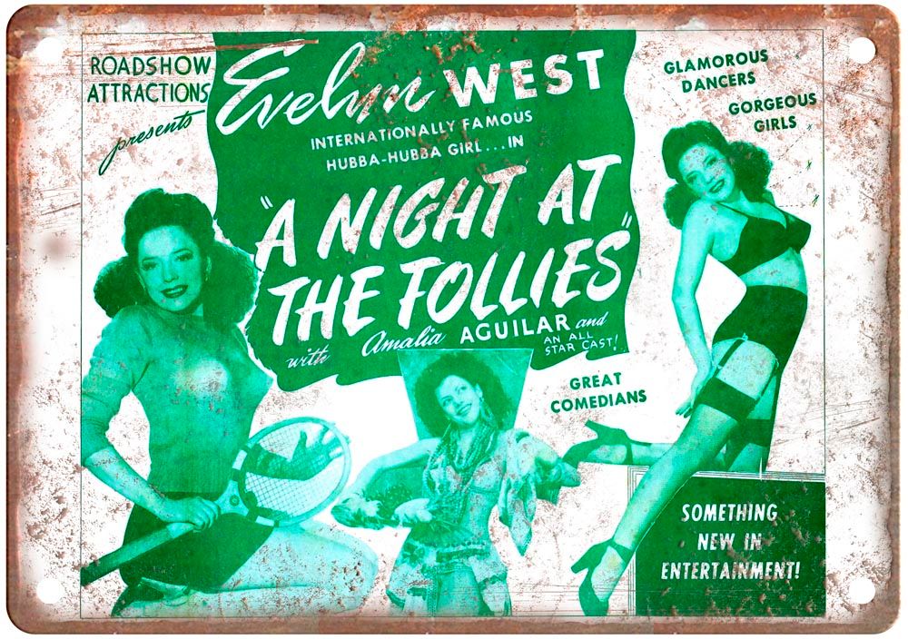 Night At Follies Vintage Movie Poster Old Retro Look Metal Sign