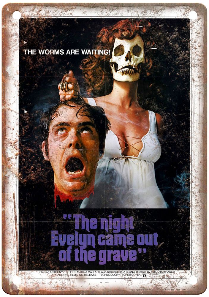 Night Evelyn Came Out Of Grave Vintage Movie Poster Old Retro Look Metal Sign