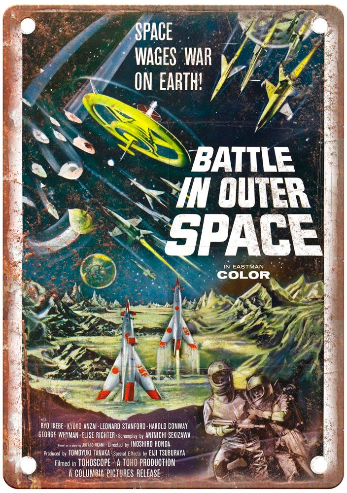 Battle In Outer Space Vintage Movie Poster Old Retro Look Metal Sign