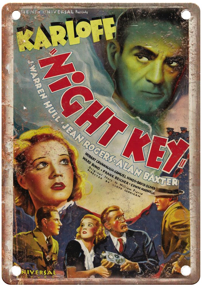 Night Key Vintage Movie Poster Old Retro Look Metal Sign