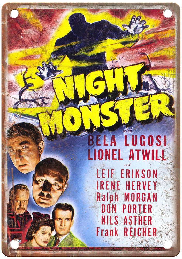 Night Monster 1942 Vintage Movie Poster Old Retro Look Metal Sign