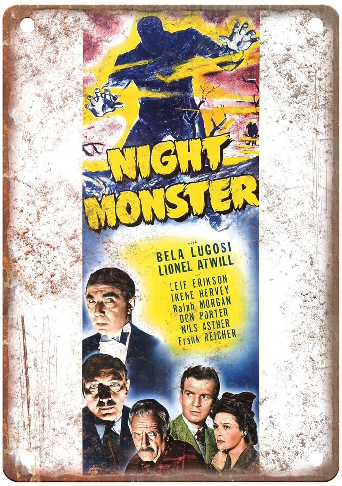 Night Monster 1942 Vintage Movie Poster Old Retro Look Metal Sign